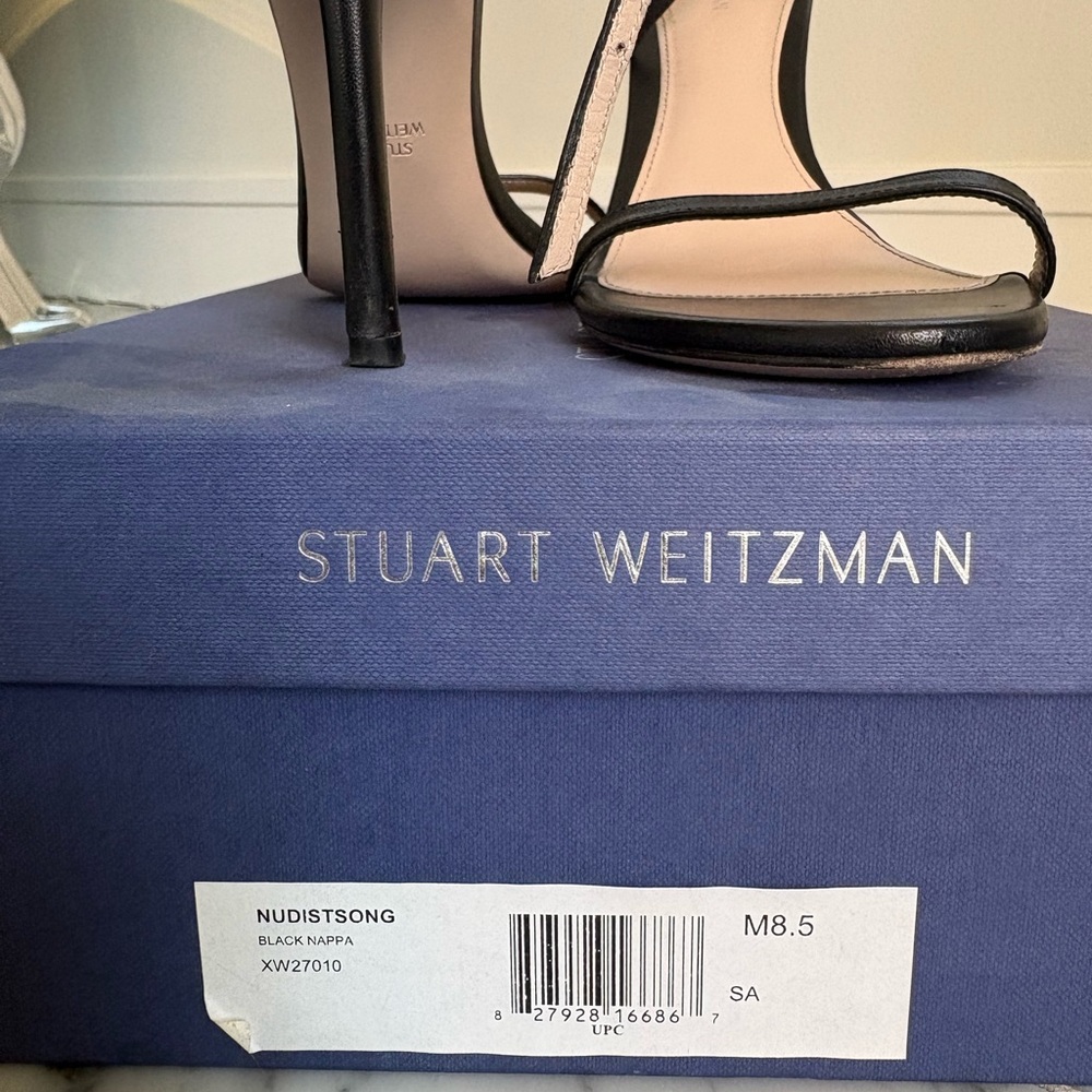 Stuart Weitzman Black Nudistsong Nappa Strappy Stiletto Sandals